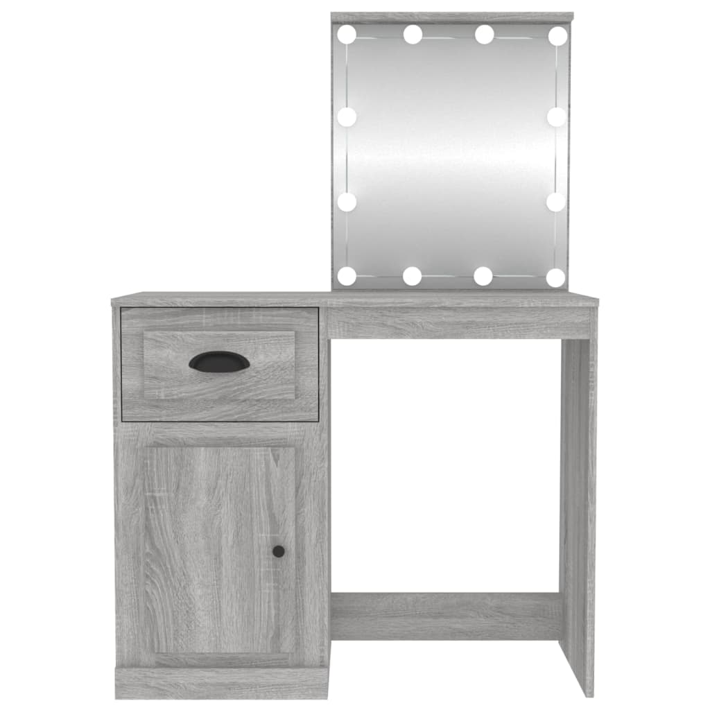 vidaXL Schminktisch mit LEDs Grau Sonoma 90x50x132,5 cm Holzwerkstoff