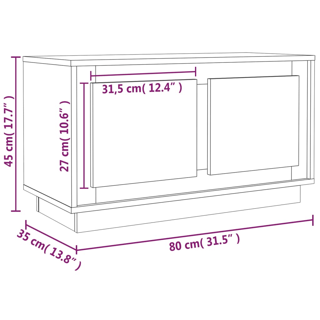 TV-Schrank Betongrau 80x35x45 cm Holzwerkstoff Stilecasa