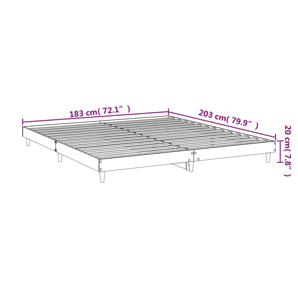 vidaXL Bettgestell ohne Matratze Räuchereiche 180x200 cm Holzwerkstoff