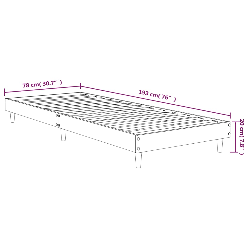 vidaXL Bettgestell Schwarz 75x190 cm Holzwerkstoff