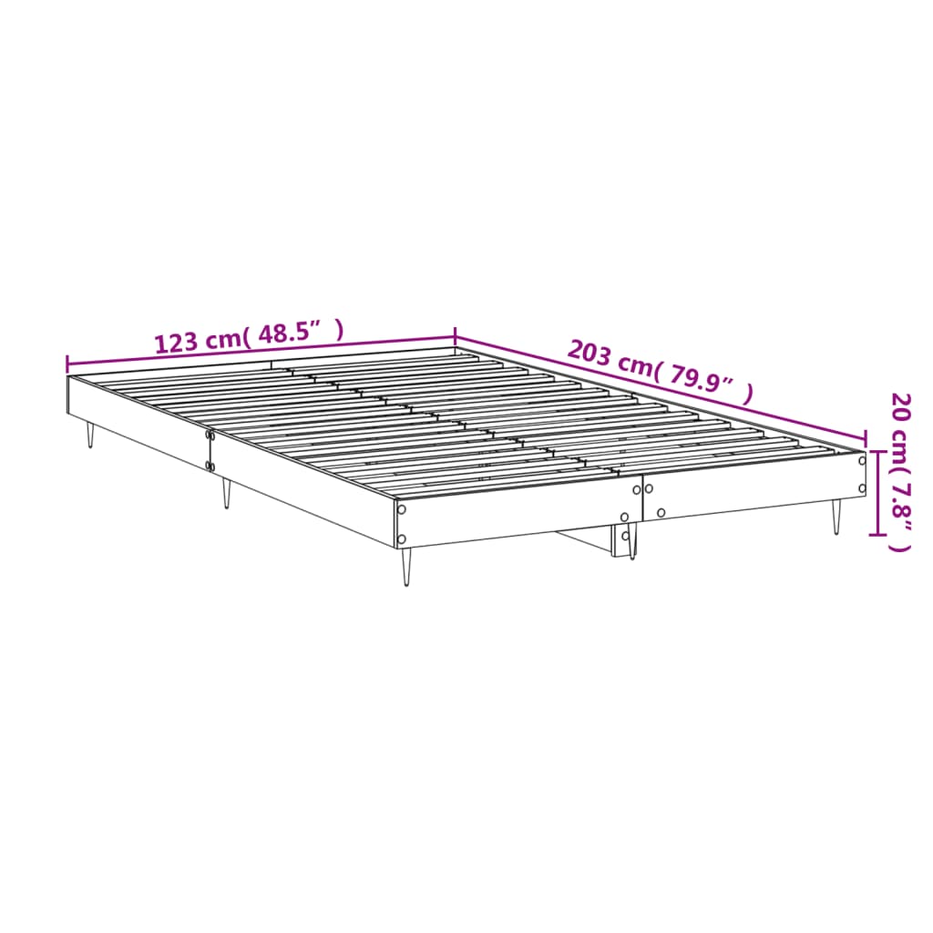 vidaXL Bettgestell ohne Matratze Räuchereiche 120x200 cm Holzwerkstoff