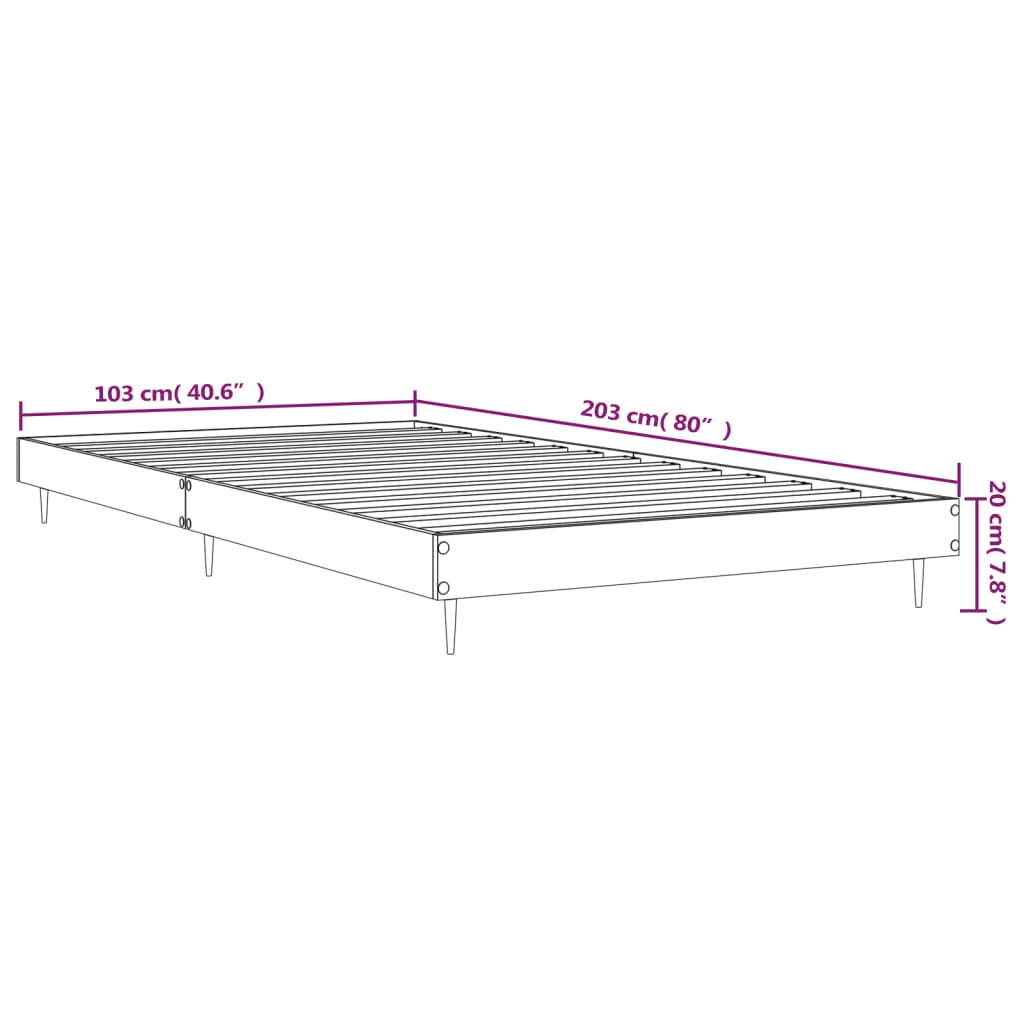 vidaXL Bettgestell Betongrau 100x200 cm Holzwerkstoff