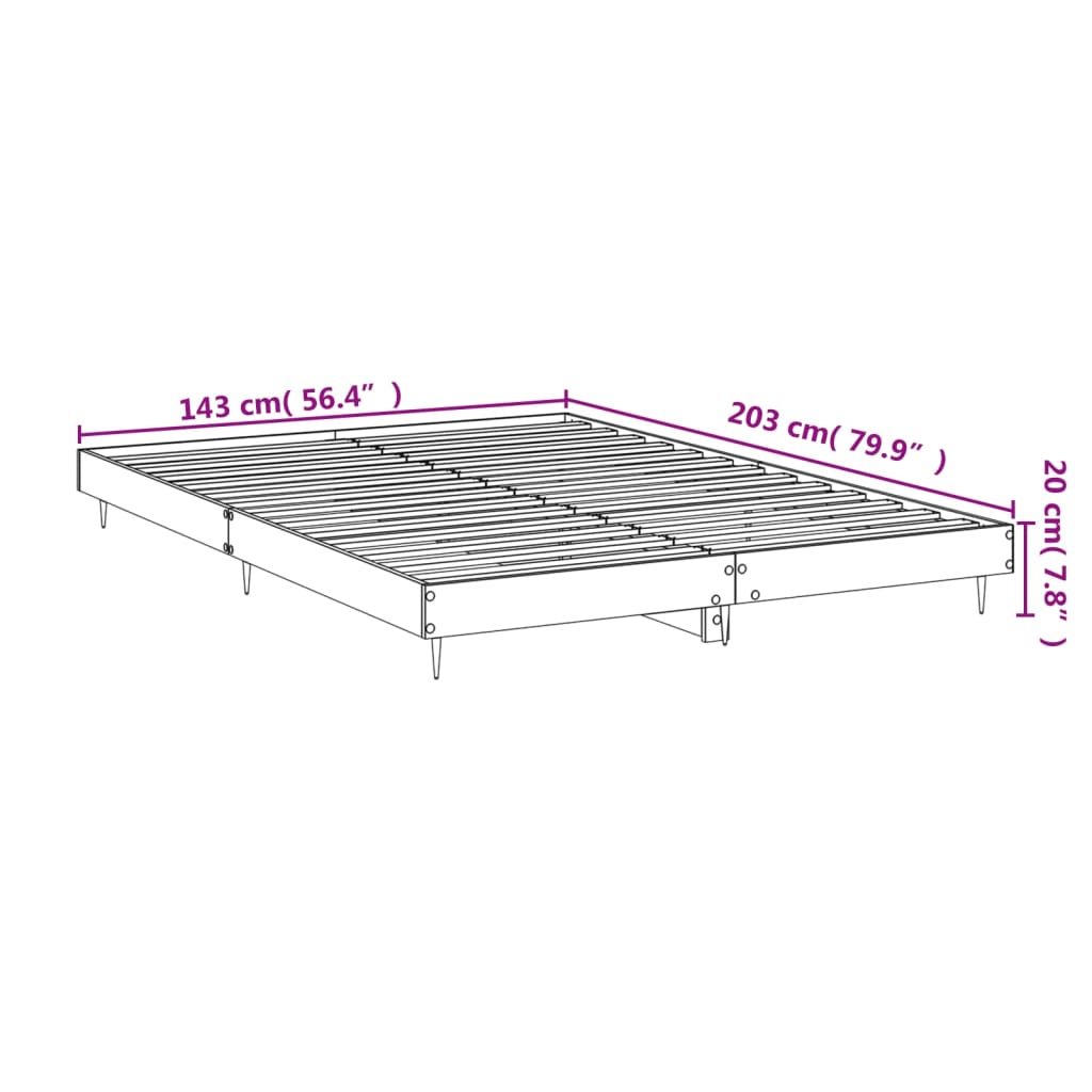 Bettgestell Schwarz 140x200 cm Holzwerkstoff Stilecasa