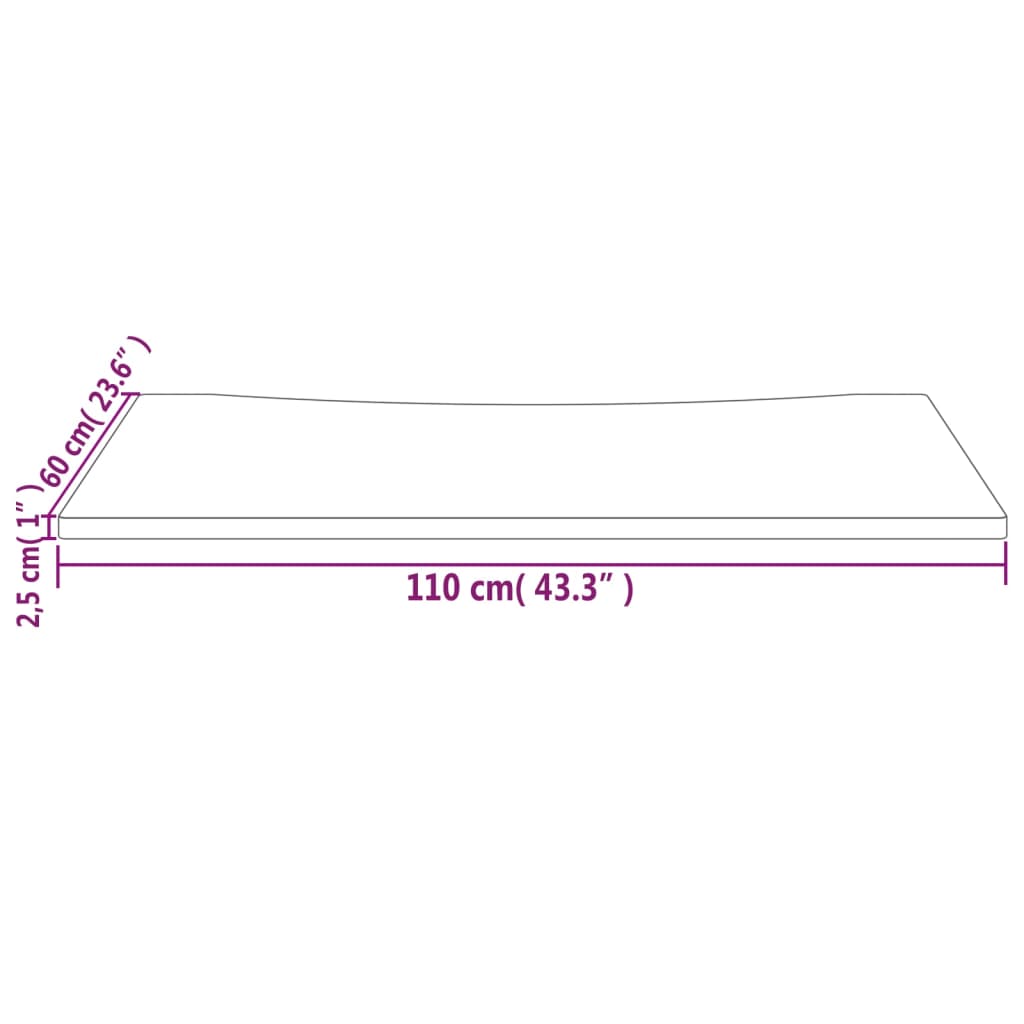 Schreibtischplatte 110x60x2,5 cm Massivholz Kiefer Stilecasa