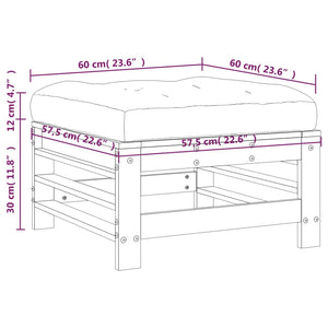 vidaXL Gartenhocker mit Kissen Grau Massivholz Kiefer