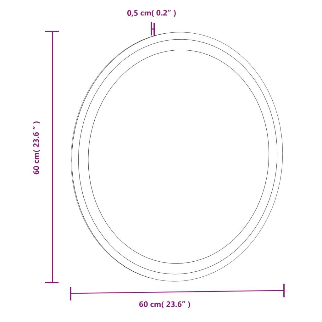 LED-Badspiegel 60 cm Rund Stilecasa