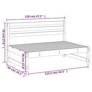 Garten-Mittelsofa Honigbraun 120x80 cm Massivholz Kiefer Stilecasa