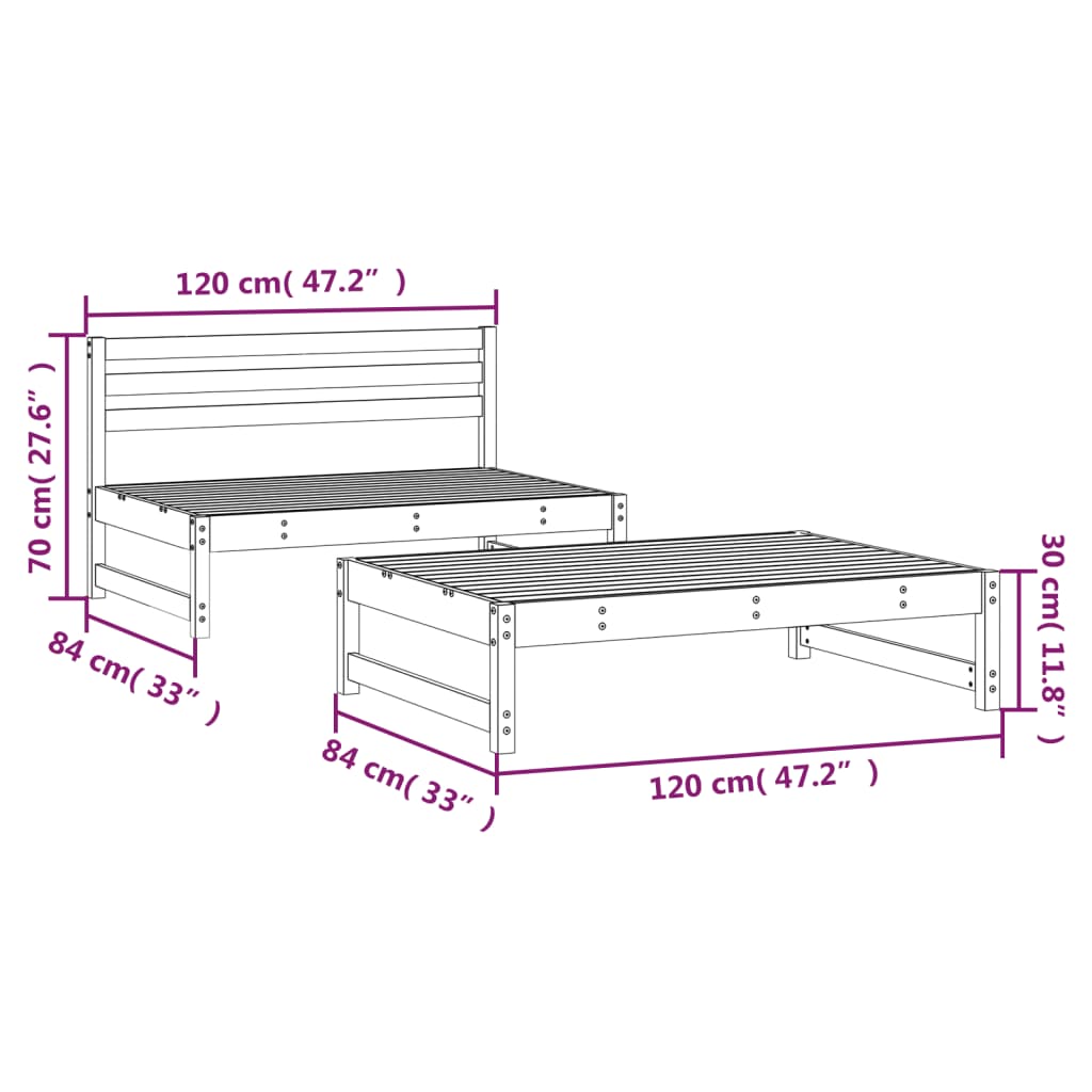 vidaXL 2-tlg. Garten-Lounge-Set Massivholz Douglasie