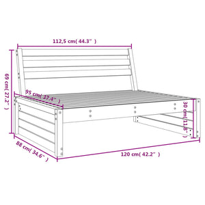 Garten-Mittelsofa Weiß 120x80 cm Massivholz Kiefer