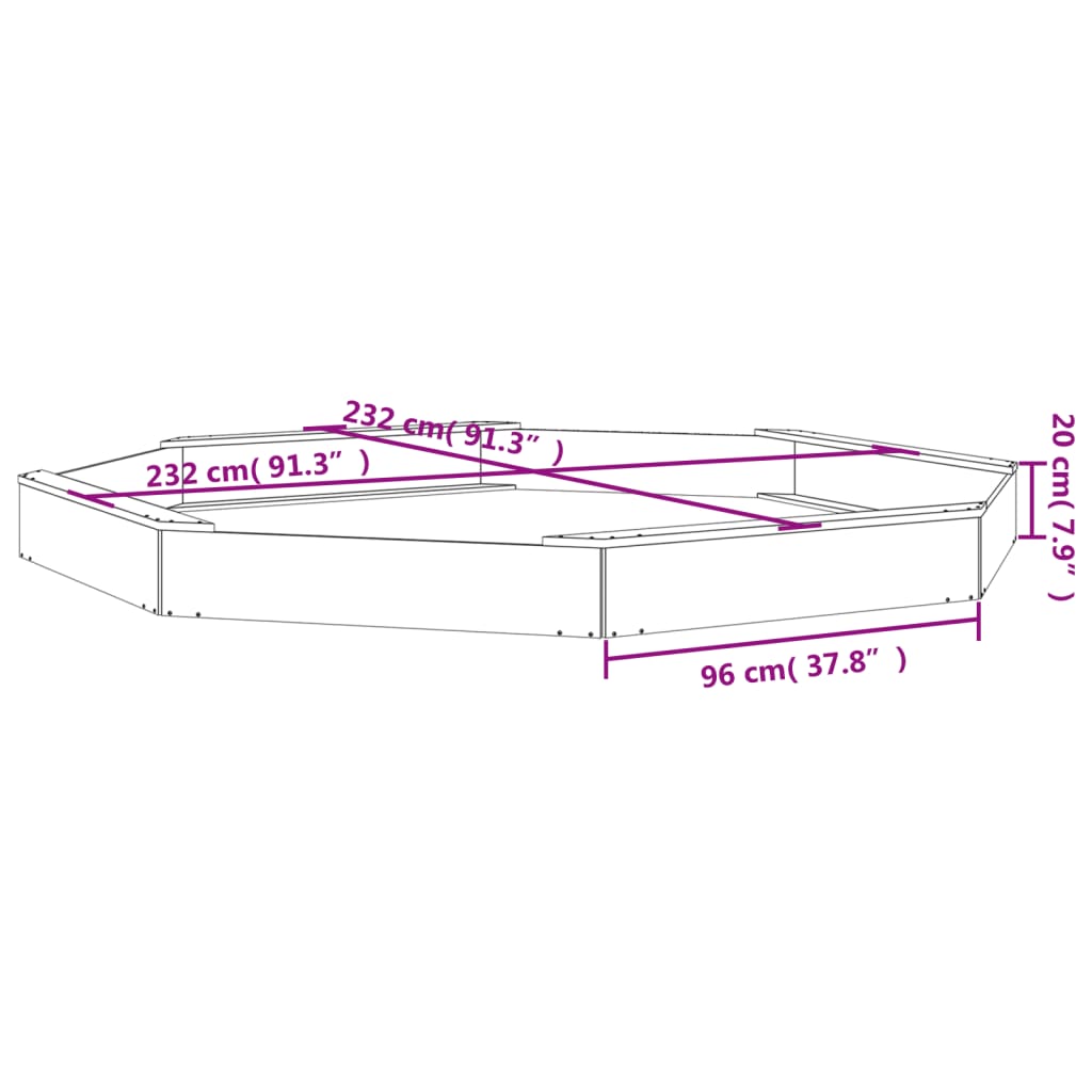 vidaXL Sandkasten mit Sitzen Weiß Achteck Massivholz Kiefer