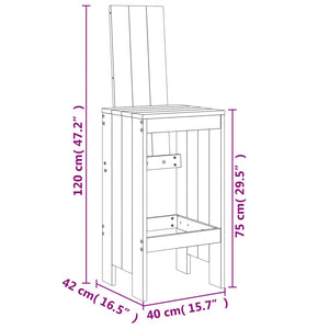 vidaXL Barhocker 2 Stk. 40x42x120 cm Massivholz Kiefer