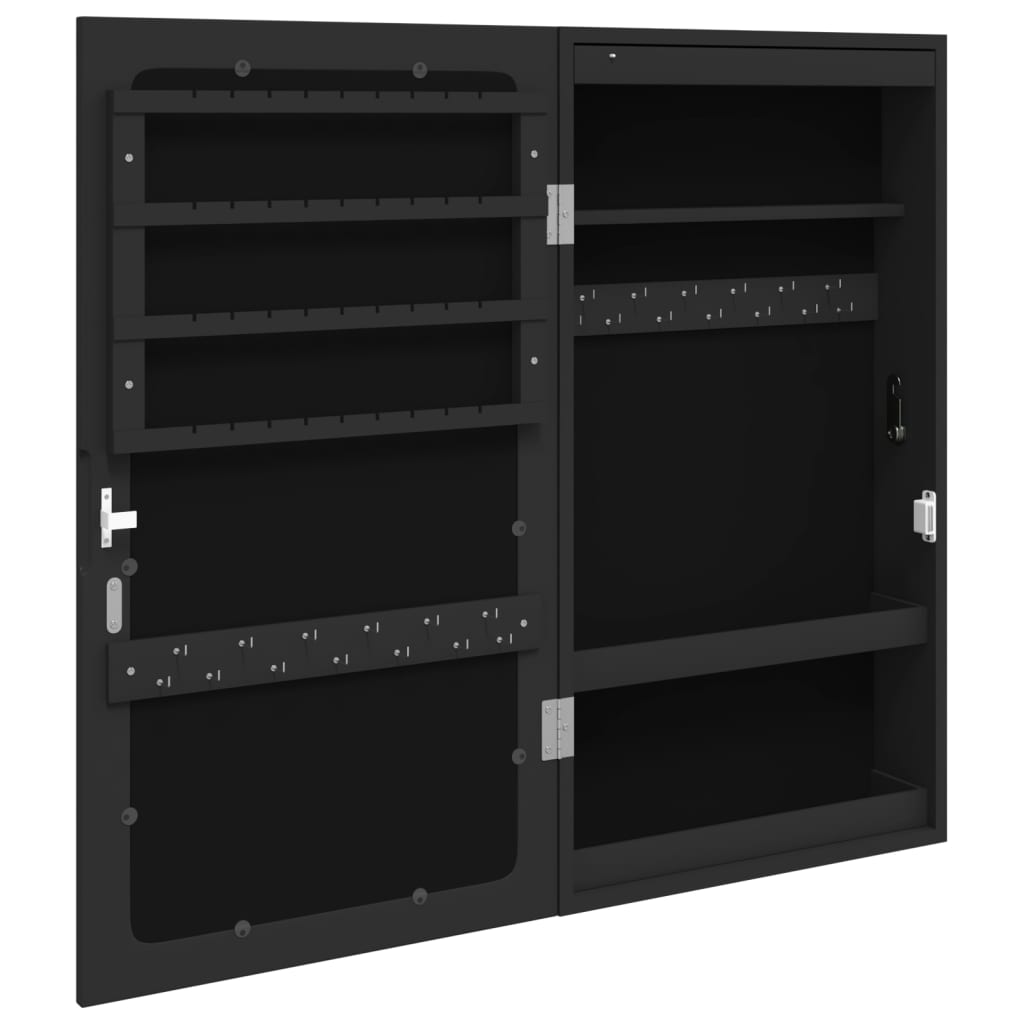 vidaXL Spiegel-Schmuckschrank mit LED-Beleuchtung Wandmontage Schwarz