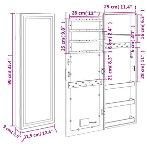 vidaXL Spiegel-Schmuckschrank mit LED-Beleuchtung Wandmontage Weiß