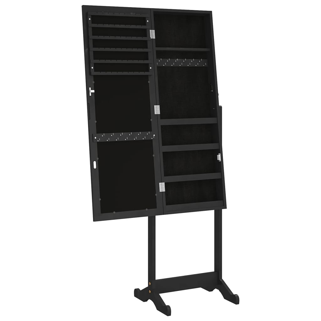 vidaXL Spiegel-Schmuckschrank Freistehend Schwarz 42x38x152 cm