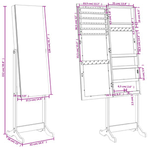 vidaXL Spiegel-Schmuckschrank Freistehend Schwarz 42x38x152 cm