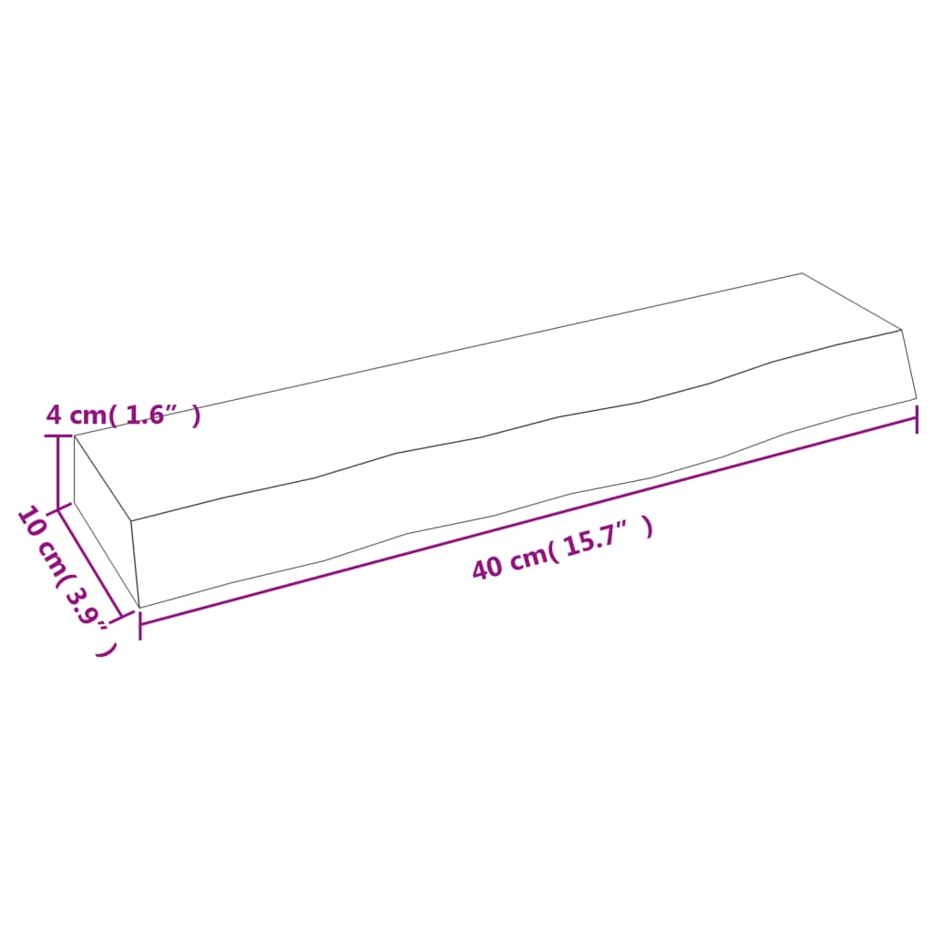 vidaXL Wandregal 40x10x4 cm Massivholz Eiche Unbehandelt