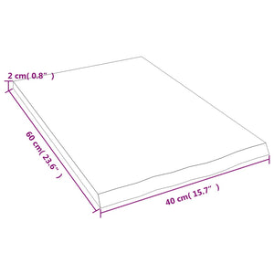 vidaXL Wandregal 40x60x2 cm Massivholz Eiche Unbehandelt