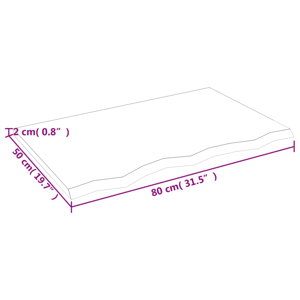 vidaXL Wandregal 80x50x2 cm Massivholz Eiche Unbehandelt