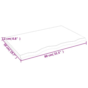 vidaXL Wandregal 80x50x2 cm Massivholz Eiche Unbehandelt