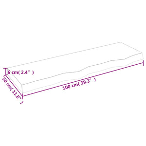 vidaXL Wandregal 100x30x(2-6) cm Massivholz Eiche Unbehandelt