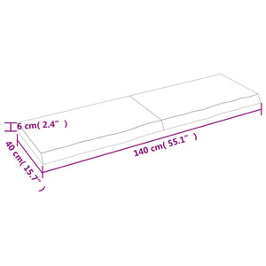 vidaXL Wandregal 140x40x(2-6) cm Massivholz Eiche Unbehandelt