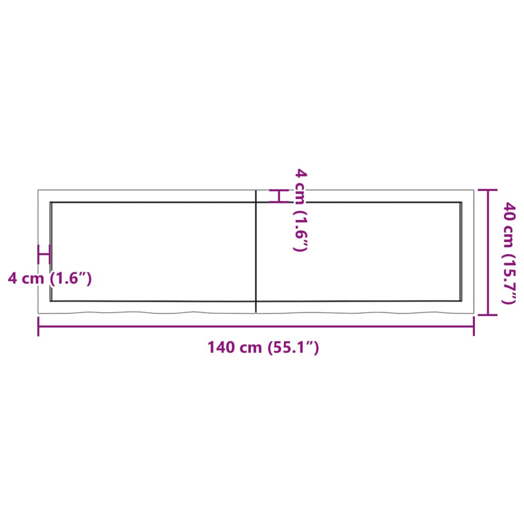 vidaXL Wandregal 140x40x(2-6) cm Massivholz Eiche Unbehandelt