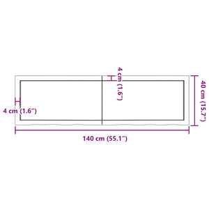 vidaXL Wandregal 140x40x(2-6) cm Massivholz Eiche Unbehandelt