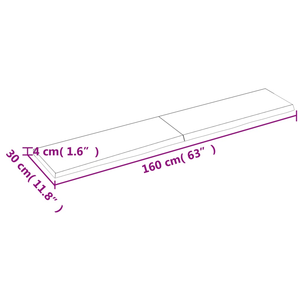 vidaXL Wandregal 160x30x(2-4) cm Massivholz Eiche Unbehandelt