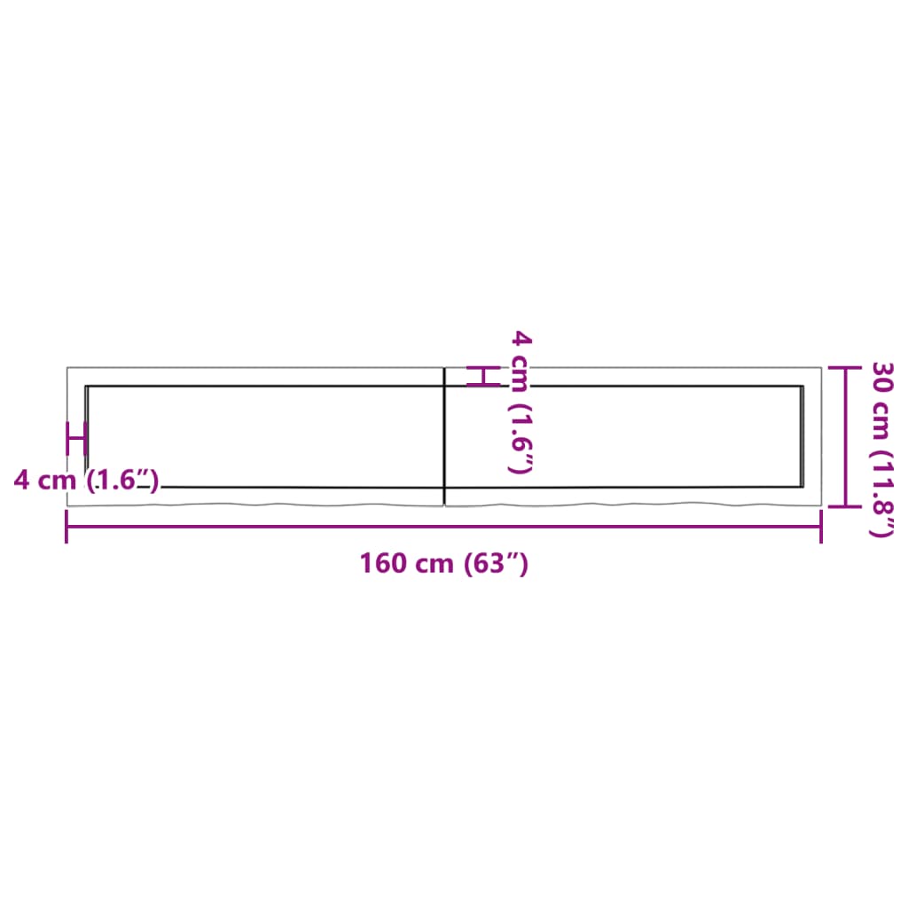 vidaXL Wandregal 160x30x(2-4) cm Massivholz Eiche Unbehandelt