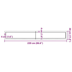 vidaXL Wandregal 220x30x(2-6) cm Massivholz Eiche Unbehandelt