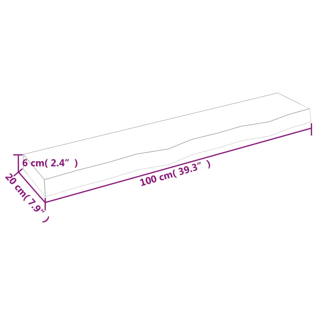 vidaXL Wandregal Hellbraun 100x20x6 cm Massivholz Eiche Behandelt