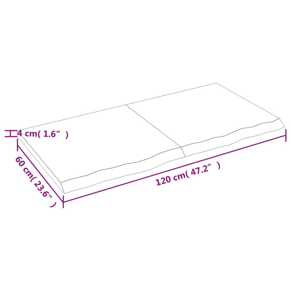 vidaXL Wandregal Hellbraun 120x60x(2-4) cm Massivholz Eiche Behandelt