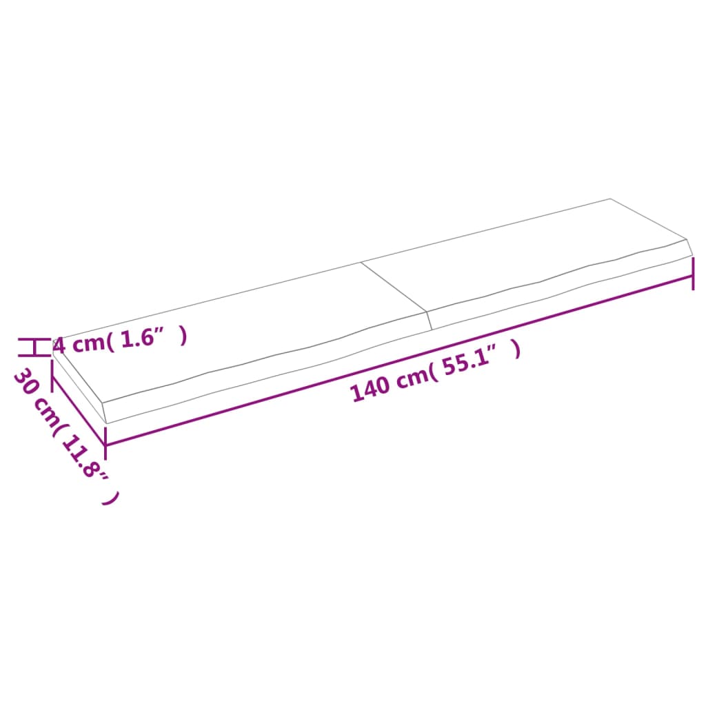 Wandregal Hellbraun 140x30x(2-4) cm Massivholz Eiche Behandelt Stilecasa