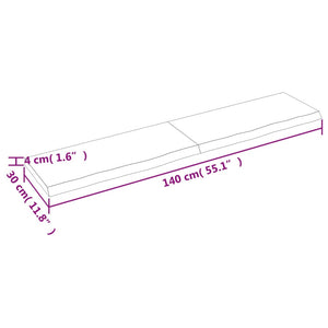 Wandregal Hellbraun 140x30x(2-4) cm Massivholz Eiche Behandelt Stilecasa