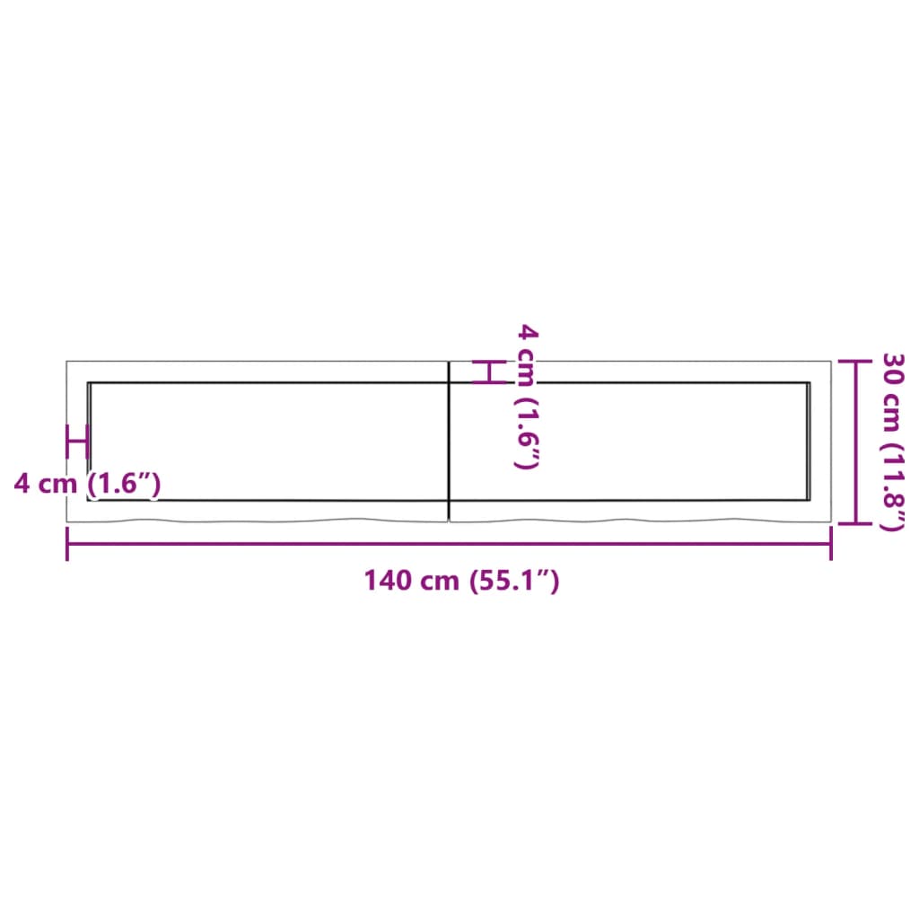 Wandregal Hellbraun 140x30x(2-4) cm Massivholz Eiche Behandelt Stilecasa