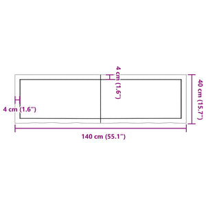 vidaXL Wandregal Hellbraun 140x40x(2-4) cm Massivholz Eiche Behandelt