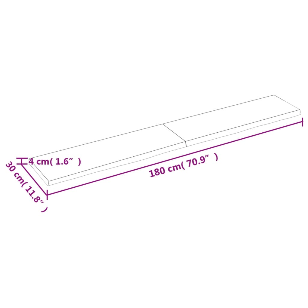 vidaXL Wandregal Hellbraun 180x30x(2-4) cm Massivholz Eiche Behandelt