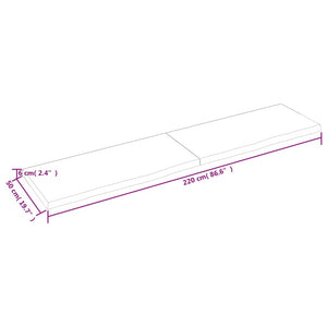 vidaXL Wandregal Hellbraun 220x50x(2-6) cm Massivholz Eiche Behandelt