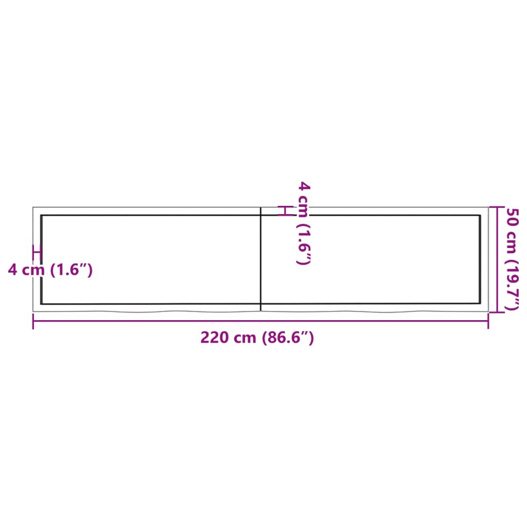 vidaXL Wandregal Hellbraun 220x50x(2-6) cm Massivholz Eiche Behandelt