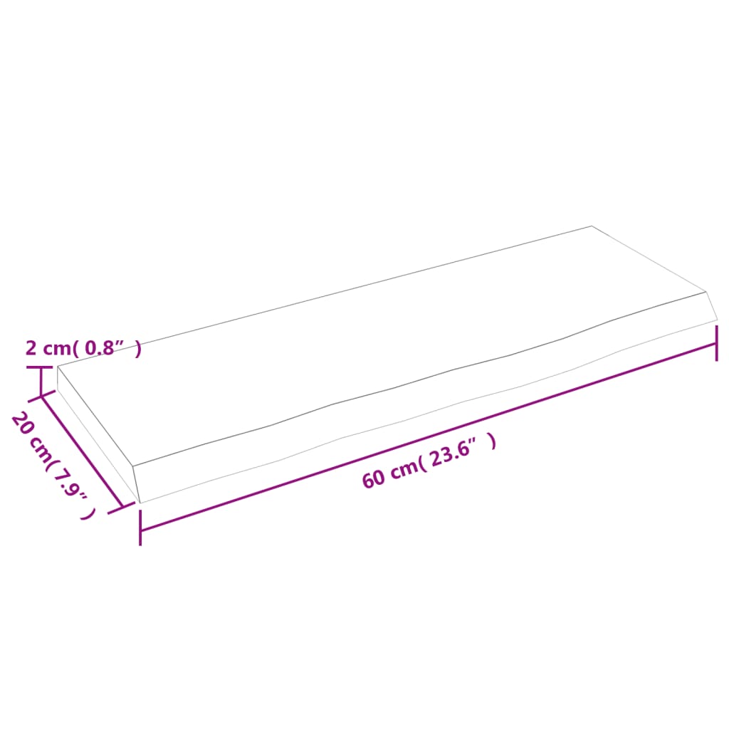 vidaXL Wandregal Dunkelbraun 60x20x2 cm Massivholz Eiche Behandelt