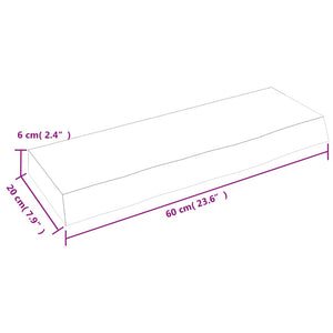 Wandregal Dunkelbraun 60x20x6 cm Massivholz Eiche Behandelt Stilecasa