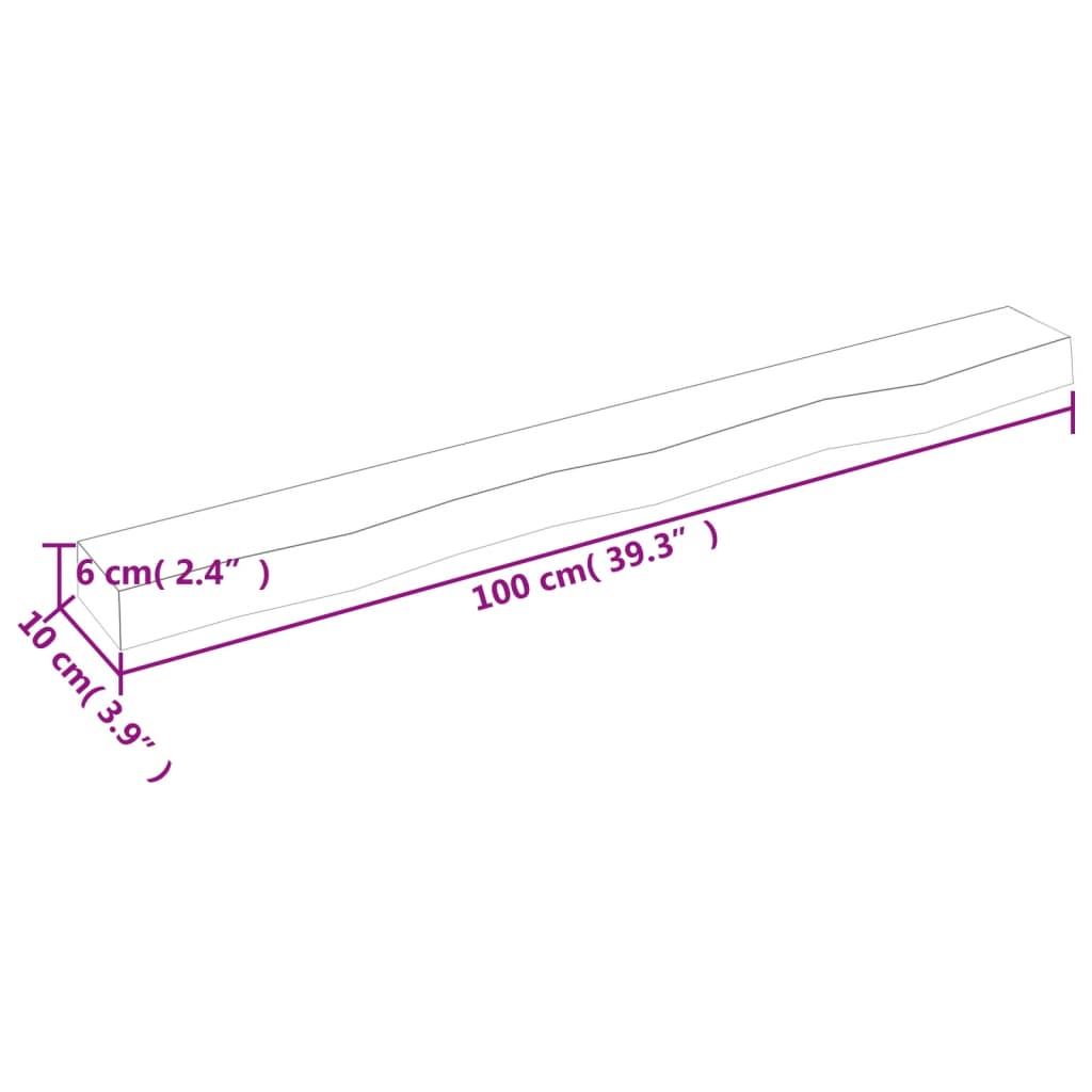 vidaXL Wandregal Dunkelbraun 100x10x6 cm Massivholz Eiche Behandelt