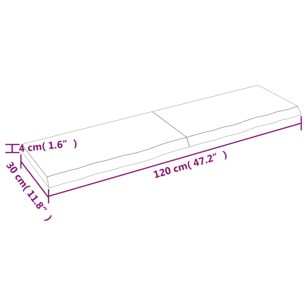 vidaXL Wandregal Dunkelbraun 120x30x(2-4)cm Massivholz Eiche Behandelt