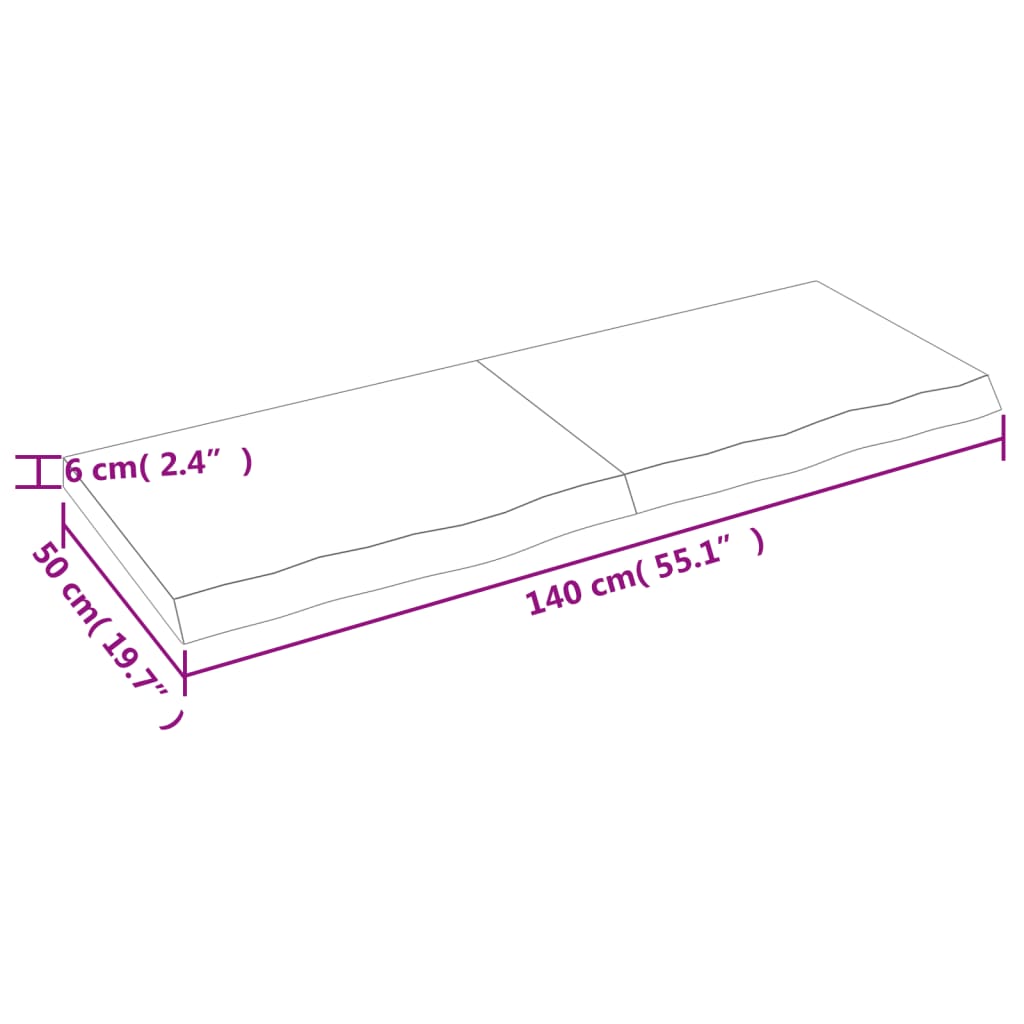 vidaXL Wandregal Dunkelbraun 140x50x(2-6)cm Massivholz Eiche Behandelt