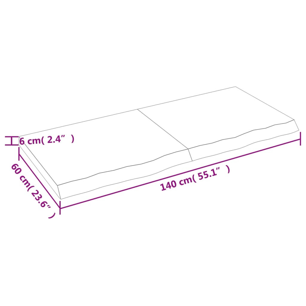 vidaXL Wandregal Dunkelbraun 140x60x(2-6)cm Massivholz Eiche Behandelt