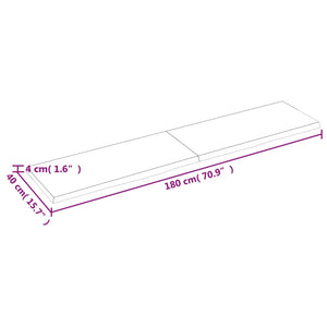 Wandregal Dunkelbraun 180x40x(2-4)cm Massivholz Eiche Behandelt Stilecasa