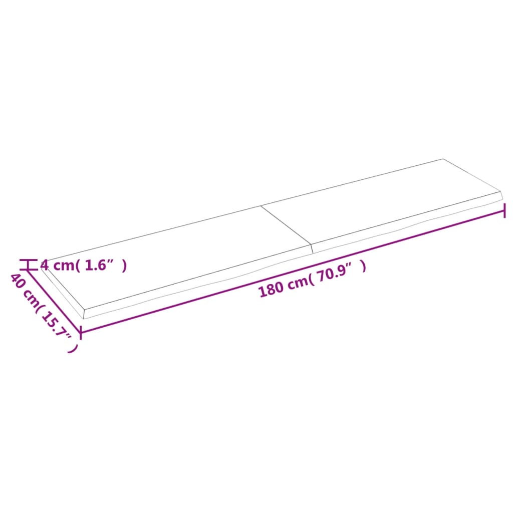 Wandregal Dunkelbraun 180x40x(2-4)cm Massivholz Eiche Behandelt Stilecasa