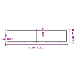 Wandregal Dunkelbraun 180x40x(2-4)cm Massivholz Eiche Behandelt Stilecasa