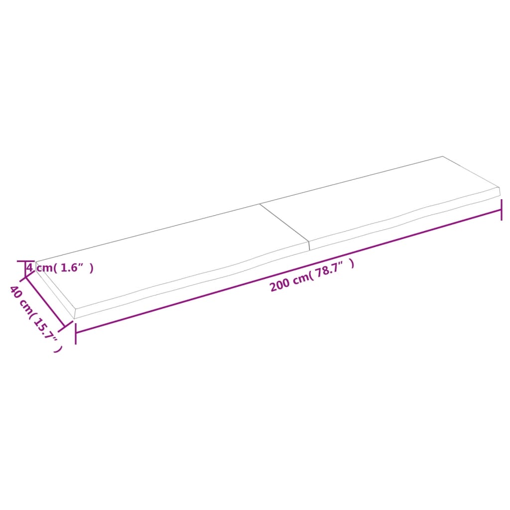 vidaXL Wandregal Dunkelbraun 200x40x(2-4)cm Massivholz Eiche Behandelt