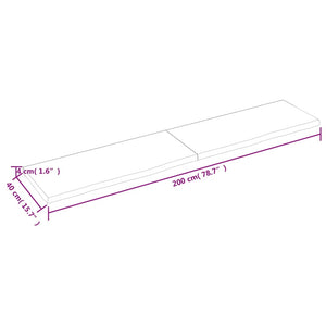 vidaXL Wandregal Dunkelbraun 200x40x(2-4)cm Massivholz Eiche Behandelt